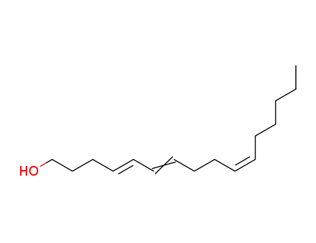 Molecular Structure of 101373-00-6 ((E,Z,Z)-4,6,10-Hexadecatrien-1-ol)