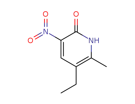 Molecular Structure of 139393-81-0 (2(1H)-Pyridinone, 5-ethyl-6-methyl-3-nitro-)
