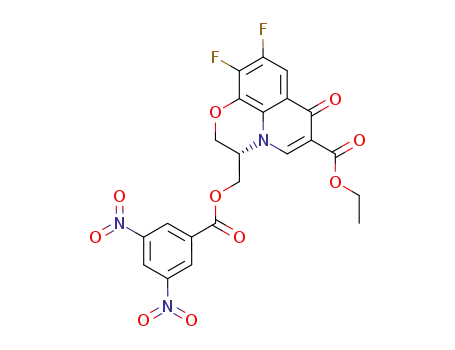 Molecular Structure of 106939-31-5 ((S)-3-(3,5-Dinitro-benzoyloxymethyl)-8,9-difluoro-6-oxo-2,3-dihydro-6H-1-oxa-3a-aza-phenalene-5-carboxylic acid ethyl ester)