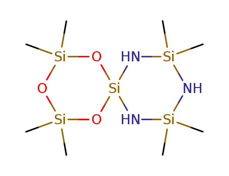 Molecular Structure of 131967-49-2 (2,2,4,4,8,8,10,10-octamethylspiro<5.5>pentasila-1,3,5-trioxa-7,9,11-triazane)