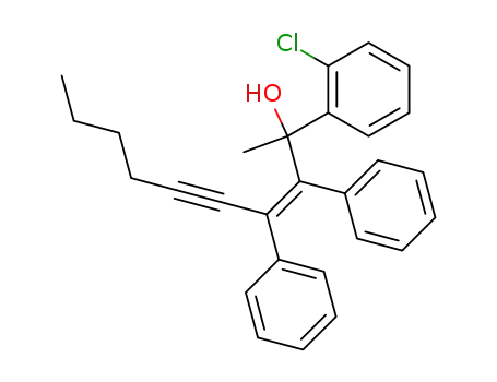 Molecular Structure of 864943-41-9 ((Z)-2-(2-chlorophenyl)-3,4-diphenyldec-3-en-5-yn-2-ol)