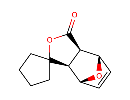 Molecular Structure of 82660-71-7 (2',6'-exo-spiro<cyclopentane-1,5'-<4,10>dioxatricyclo<5.2.1.0<sup>2,6</sup>>dec-8'-en-3'-one>)