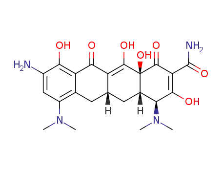 Molecular Structure of 149934-19-0 ([4S-(4aα,12aα)]-9-amino-4,7-bis(dimethylamino)-1,4,4a,5,5a,6,11,12a-octahydro-3,10,12,12a-tetrahydroxy-1,11-dioxo-2-naphthacenecarboxamide)