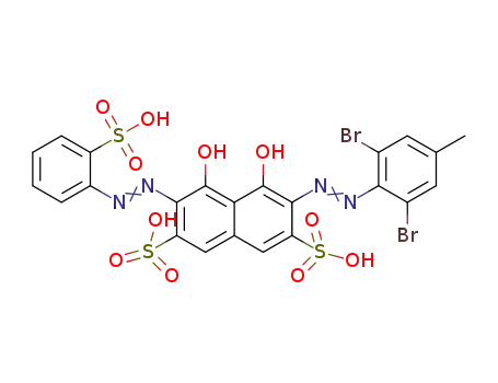 Molecular Structure of 188641-21-6 (3-[(2,6-dibromo-4-methylphenyl)azo]-6[(2-sulfophenyl)azo]-4,5-dihydoxynaphthalene-2,7-disulfonic acid)