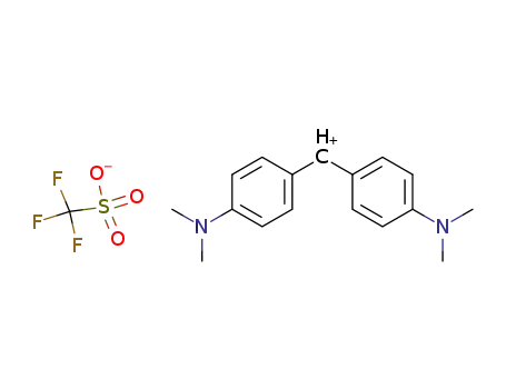 Molecular Structure of 142581-66-6 ((N(CH<sub>3</sub>)2)C<sub>6</sub>H<sub>4</sub>CHC<sub>6</sub>H<sub>4</sub>(N(CH<sub>3</sub>)2)<sup>(1+)</sup>*CF<sub>3</sub>SO<sub>3</sub><sup>(1-)</sup> = CF<sub>3</sub>SO<sub>3</sub>{(N(CH<sub>3</sub>)2)C<sub>6</sub>H<sub>4</sub>CHC<sub>6</sub>H<sub>4</sub>(N(CH<sub>3</sub>)2)})
