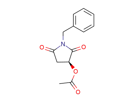 Molecular Structure of 129823-21-8 (2,5-Pyrrolidinedione,3-(acetyloxy)-1-(phenylmethyl)-, (3S)-)