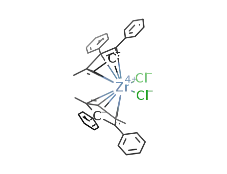 Molecular Structure of 1122614-26-9 (bis(η5-1,4-dimethyl-2,3-diphenylcyclopentadienyl)zirconocene dichloride)