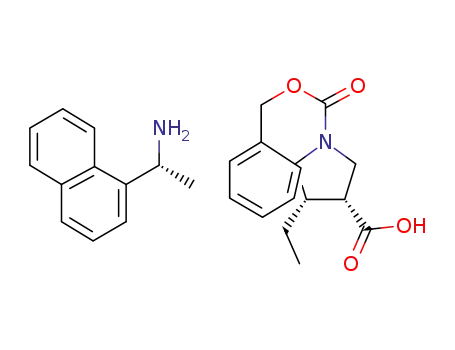 Molecular Structure of 1428243-25-7 ((3R,4S)-1-((benzyloxy)carbonyl)-4-ethylpyrrolidine-3-carboxylic acid (R)-1-(naphthalen-1-yl)ethan-1-amine salt)