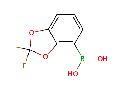 Molecular Structure of 126120-87-4 (2,2-DIFLUORO-BENZO[1,3]DIOXOLE-4-BORONIC ACID)