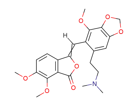 Molecular Structure of 62777-53-1 (1(3H)-Isobenzofuranone,3-[[6-[2-(dimethylamino) ethyl]-4-methoxy-1,3-benzodioxol-5- yl]methylene]-6,7-dimethoxy- )