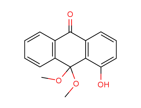 Molecular Structure of 81386-60-9 (1-hydroxy-9,9-dimethoxy-10-anthrone)