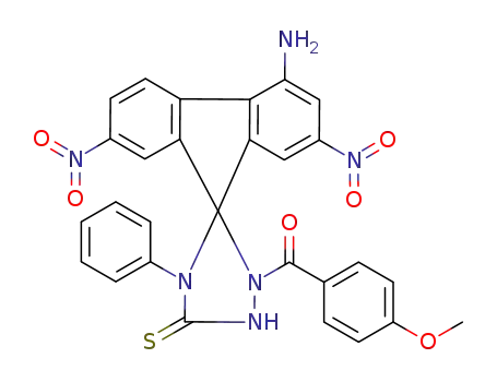 Molecular Structure of 1093399-53-1 (4-amino-1-(4-methoxybenzoyl)-2,7-dinitro-4'-phenylspiro(fluoren-9,3'-[1,2,4]triazolidine)-5'-thione)