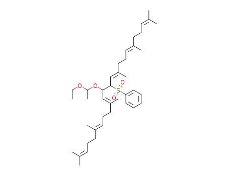 Molecular Structure of 1299297-72-5 ([(6E,10E,14E,18E)-13-(1-ethoxyethoxy)-2,6,10,15,19,23-hexamethyltetracosa-2,6,10,14,18,22-hexaen-12-yl]sulfonylbenzene)