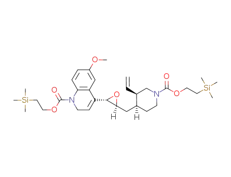 Molecular Structure of 1207974-85-3 (2-(trimethylsilyl)ethyl 6-methoxy-4-((2S,3S)-3-(((3R,4S)-1-((2-(trimethylsilyl)ethoxy)carbonyl)-3-vinylpiperidin-4-yl)methyl)oxiran-2-yl)quinoline-1(2H)-carboxylate)
