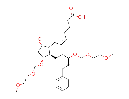 Molecular Structure of 1300092-85-6 ((Z)-7-((1R,2R,3R,5S)-5-hydroxy-3-((2-methoxyethoxy)methoxy)-2-((R)-3-((2-methoxyethoxy)methoxy)-5-phenylpentyl)cyclopentyl)hept-5-enoic acid)
