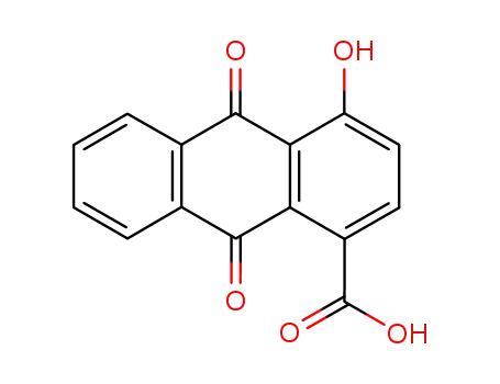 Molecular Structure of 25186-68-9 (1-Anthracenecarboxylic acid, 9,10-dihydro-4-hydroxy-9,10-dioxo-)