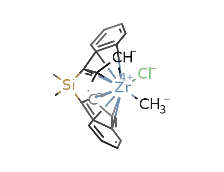 Molecular Structure of 406712-02-5 ((CH<sub>3</sub>)2Si(C<sub>9</sub>H<sub>5</sub>CH<sub>3</sub>)2ZrCl(CH<sub>3</sub>))