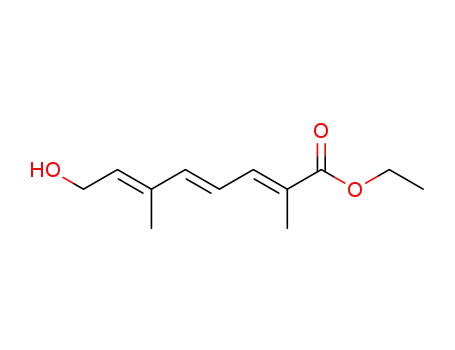 Molecular Structure of 5095-40-9 (2,4,6-Octatrienoic acid, 8-hydroxy-2,6-dimethyl-, ethyl ester, (E,E,E)-)