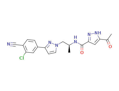 (S)-5-acetyl-N-(1-(3-(3-chloro-4-cyanophenyl)-1H-pyrazol-1-yl)propan-2-yl)-1H-pyrazole-3-carboxamide Cas no.1297537-33-7 98%