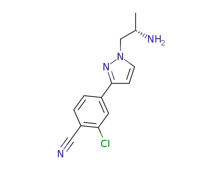 Molecular Structure of 1297537-41-7 ((S)-4-(1-(2-aminopropyl)-1H-pyrazol-3-yl)-2-chlorobenzonitrile)