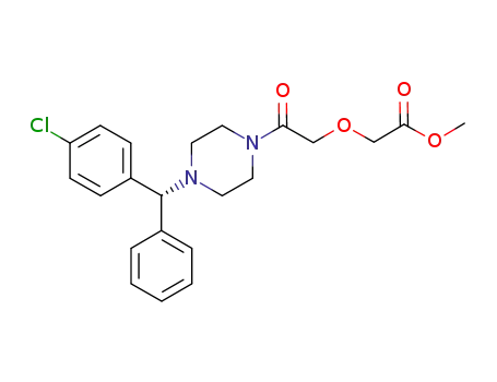 Molecular Structure of 1201648-47-6 (R-methyl 2-(2-(4-((4-chlorophenyl)(phenyl)methyl)piperazin-1-yl)-2-oxoethoxy)acetate)