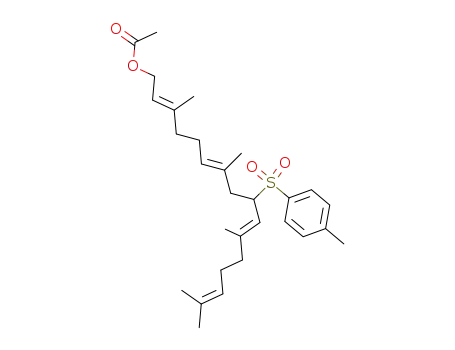 Molecular Structure of 73127-51-2 ((2E,6E,10E)-3,7,11,15-tetramethyl-9-[(4-methylphenyl)sulfonyl]hexadeca-2,6,10,14-tetraen-1-yl acetate)