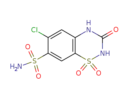 Molecular Structure of 89813-56-9 (6-chloro-1-hydroxy-3-oxo-2,3-dihydro-1lambda~4~,2,4-benzothiadiazine-7-sulfonamide 1-oxide)