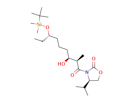 Molecular Structure of 204381-36-2 ((R)-3-[(2R,3S,7S)-7-(tert-Butyl-dimethyl-silanyloxy)-3-hydroxy-2-methyl-nonanoyl]-4-isopropyl-oxazolidin-2-one)
