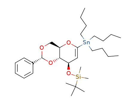 Molecular Structure of 130912-41-3 (4,6-O-benzylidene-3-O-tert-butyldimethylsilyl-1-tributylstannylglucal)