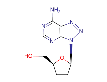 Molecular Structure of 131078-10-9 (7-Amino-3-(2,3-dideoxy-β-D-glycero-pentofuranosyl)-3H-1,2,3-triazolo[4,5-d]pyrimidine)