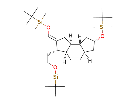 Molecular Structure of 204381-31-7 ((3S,3aR,5aS,7R,8aR,8bS)-7-(tert-Butyl-dimethyl-silanyloxy)-3-[2-(tert-butyl-dimethyl-silanyloxy)-ethyl]-2-[1-(tert-butyl-dimethyl-silanyloxy)-meth-(E)-ylidene]-1,2,3,3a,5a,6,7,8,8a,8b-decahydro-as-indacene)