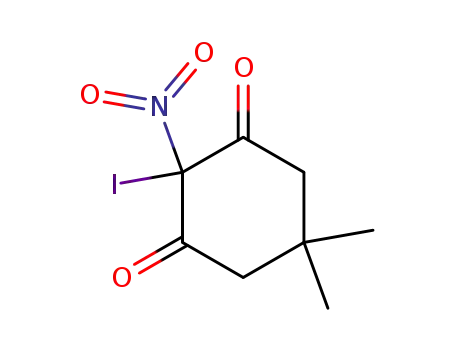 Molecular Structure of 100377-05-7 (2-iodo-5,5-dimethyl-2-nitro-cyclohexane-1,3-dione)