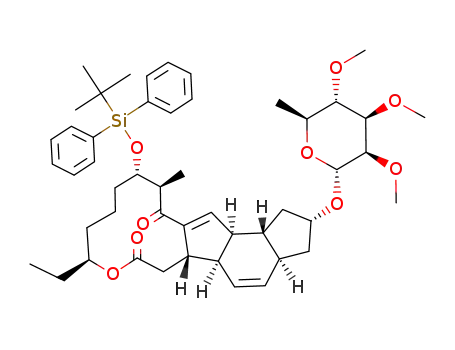 Molecular Structure of 204381-45-3 ((3S,3aR,5aS,7S,8aR,8bS)-2-[(2R,3S,7S)-3-(tert-butyldiphenylsiloxy)-7-hydroxy-2-methylnonanoyl]-7-[(6-deoxy-2,3,4-tri-O-methyl-α-L-mannopyranosyl)oxy]-3,3a,5a,6,7,8,8a,8b-octahydro-as-indacene-3-acetic acid κ-lactone)