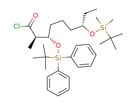 Molecular Structure of 204381-40-8 ((2R,3S,7S)-7-(tert-Butyl-dimethyl-silanyloxy)-3-(tert-butyl-diphenyl-silanyloxy)-2-methyl-nonanoyl chloride)