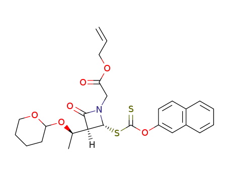 Molecular Structure of 104715-52-8 ((3S,4R)-1-<<(allyloxy)carbonyl>methyl>-3-<(R)-1-(tetrahydropyranyloxy)ethyl>-4-<<β-naphthoxy(thiocarbonyl)>thio>-2-azetidinone)