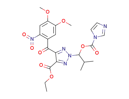 Molecular Structure of 222634-34-6 (ethyl 2-(1-(1-imidazolylcarbonyloxy)-2-methylpropyl)-5-(4,5-dimethoxy-2-nitrobenzoyl)-2H-1,2,3-triazole-4-carboxylate)