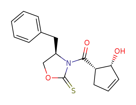 Molecular Structure of 268737-90-2 ([4S,2R,3R]-(4-benzyl-2-thioxooxazolidin-3-yl)(2-hydroxycyclopent-3-enyl)methanone)