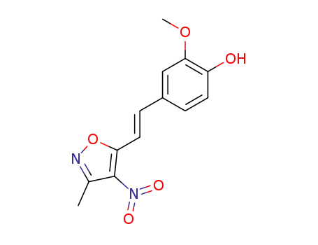 Molecular Structure of 85364-70-1 (3-methyl-4-nitro-5-<2-(3-methoxy-4-hydroxyphenyl)ethenyl>isoxazole)