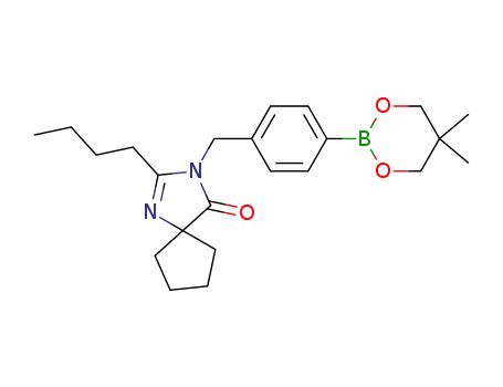 Molecular Structure of 894806-38-3 (2-n-butyl-3-[4-(5,5-dimethyl-[1,3,2]dioxaborinan-2-yl)benzyl]-1,3-diazaspiro[4.4]non-1-ene-4-one)