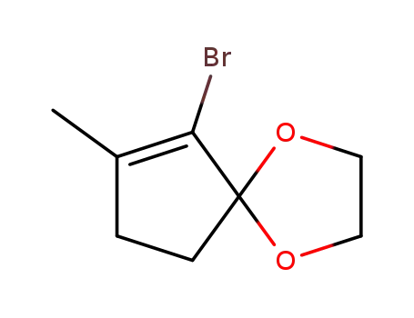 Molecular Structure of 70156-97-7 (1,4-Dioxaspiro[4.4]non-6-ene, 6-bromo-7-methyl-)