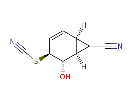 Molecular Structure of 113236-87-6 ((1R,4R,5R,6R)-5-Hydroxy-4-thiocyanato-bicyclo[4.1.0]hept-2-ene-7-carbonitrile)