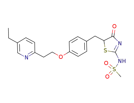 Molecular Structure of 1034515-42-8 (N-(5-{4-[2-(5-ethyl-pyridin-2-yl)-ethoxy]-benzyl}-4-oxo-4,5-dihydrothiazol-2-yl)-methanesulfonamide)