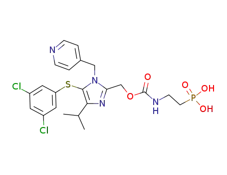 Molecular Structure of 620969-28-0 ({2-[5-(3,5-dichloro-phenylsulfanyl)-4-isopropyl-1-pyridin-4-ylmethyl-1H-imidazol-2-ylmethoxycarbonylamino]-ethyl }-phosphonic acid)