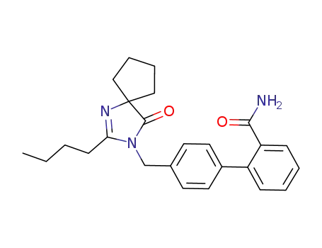 Molecular Structure of 144625-34-3 (1-[(2'-carboxamidobiphenyl-4-yl)methyl]-2-n-butyl-4-spirocyclopentane-2-imidazolin-5-one)