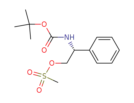 Molecular Structure of 102089-75-8 (N-[(1R)-2-[(Methylsulfonyl)oxy]-1-phenylethyl]carbamic acid 1,1-dimethylethyl ester)