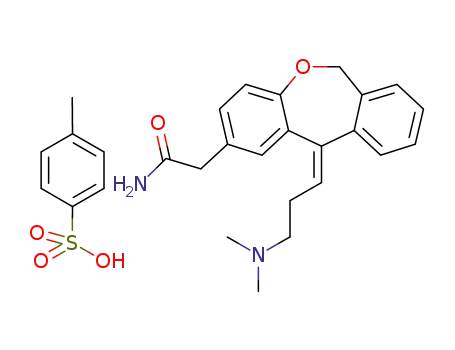 Molecular Structure of 1123338-92-0 (11-[(Z)-3-(dimethylamino)-propylidene]-6,11-dihydrodibenzo[b,e]oxepin-2-acetamide p-toluensulfonate)