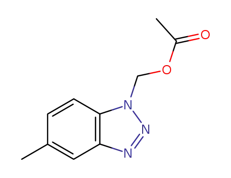 Molecular Structure of 116577-45-8 (Acetic acid 5-methyl-benzotriazol-1-ylmethyl ester)