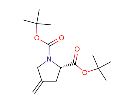 Molecular Structure of 163190-46-3 (1,2-Pyrrolidinedicarboxylic acid, 4-methylene-, bis(1,1-dimethylethyl)
ester, (2S)-)