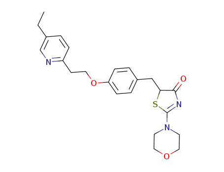 Molecular Structure of 1034515-30-4 (5-{4-[2-(5-ethyl-pyridin-2-yl)ethoxy]-benzyl}-2-morpholin-4-yl-thiazol-4-one)