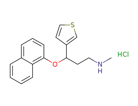 Molecular Structure of 1104890-90-5 (Duloxetine Related Compound F (10 mg) ((S)-N-Methyl-3-(naphthalen-1-yloxy)-3-(thiophen-3-yl)propan-1-amine hydrochloride))